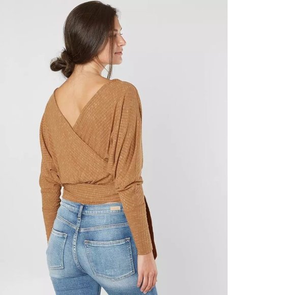 Free People East Coast Moroccan Spice Draped Dolman Sleeve Wrap Top Small - Picture 2 of 5